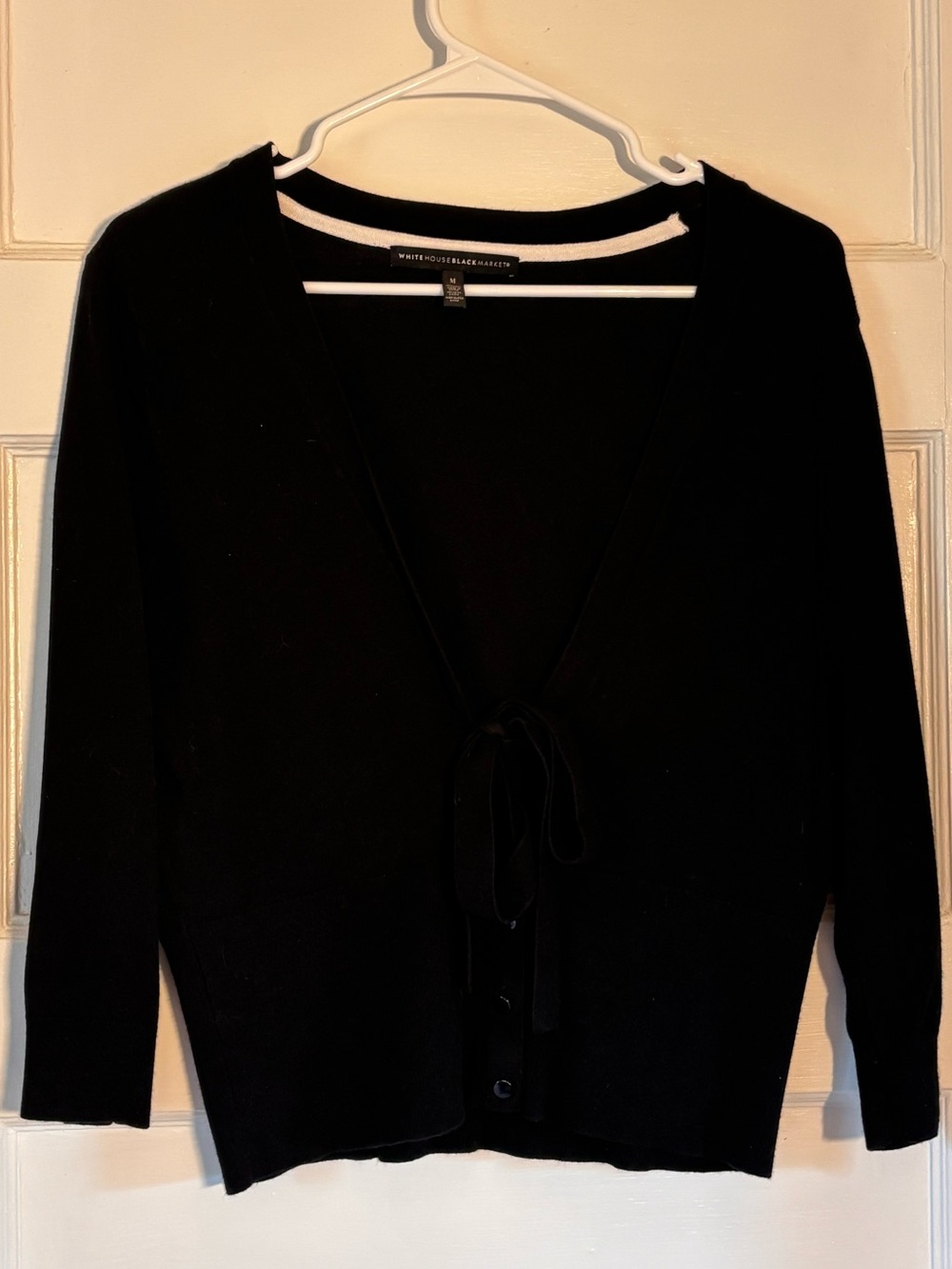 White House Black Market Black Tie-Front Cardigan